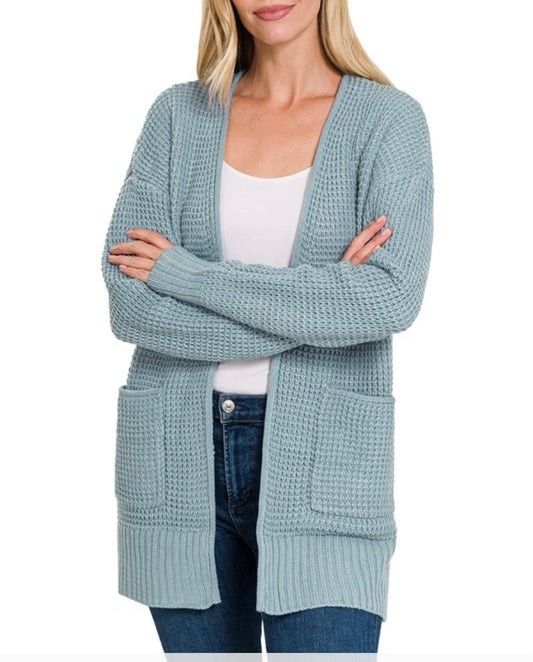 Want It Waffle Knit Cardigan Sweater