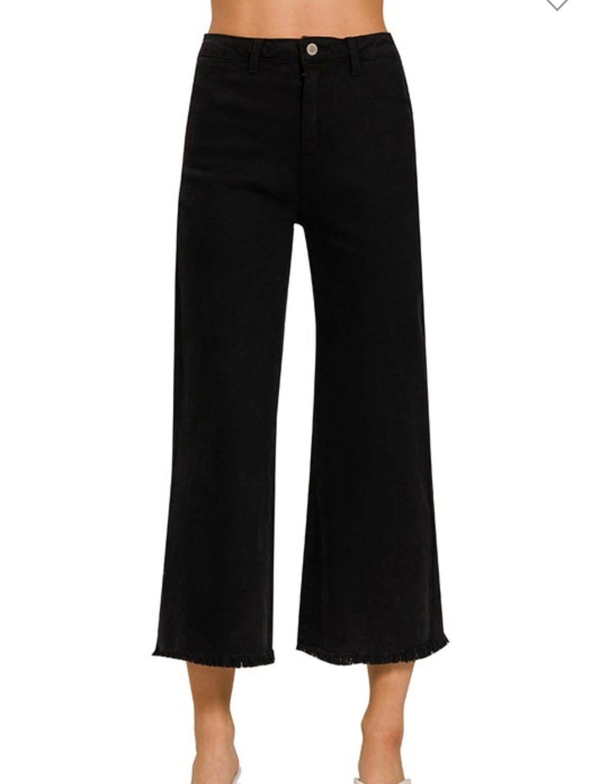 Zenana Acid Wash HW Frayed Hem Straight Jeans