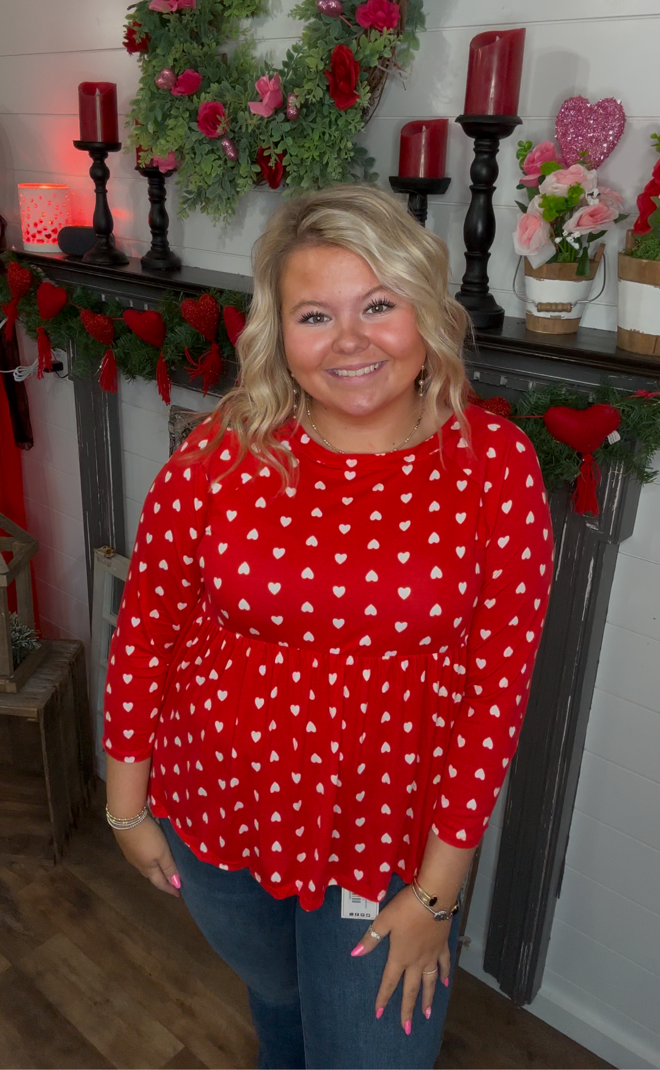 Plenty of Hearts Red Babydoll Top