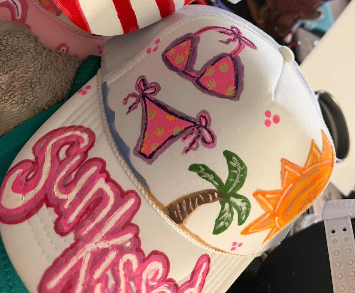 “Sun-kissed” Hand Painted Trucker Hat