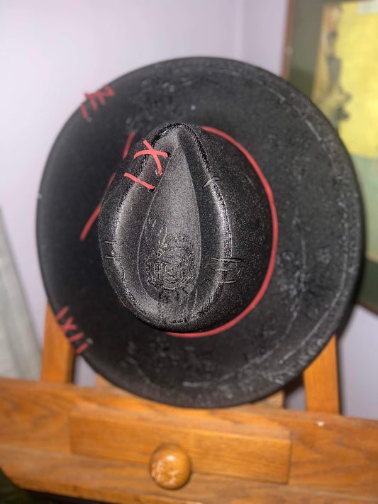 Jen's Designs - Black & Red Moon Handcrafted Hat
