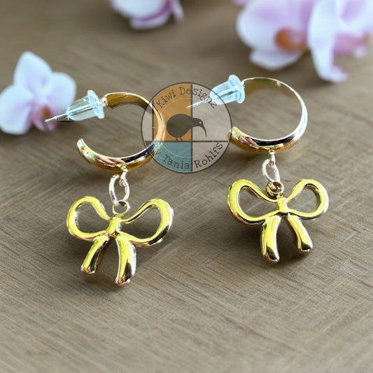 Tiny Bow Half Hoop earrings