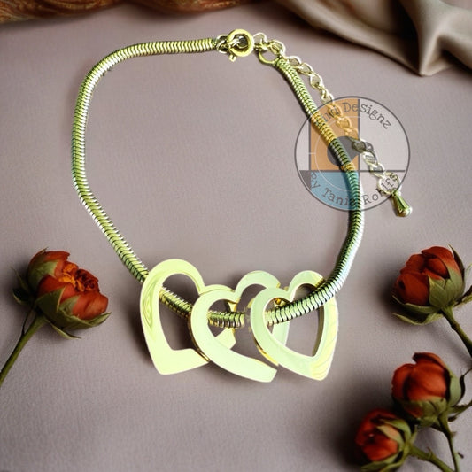 Open Heart snake chain bracelet - engraving included