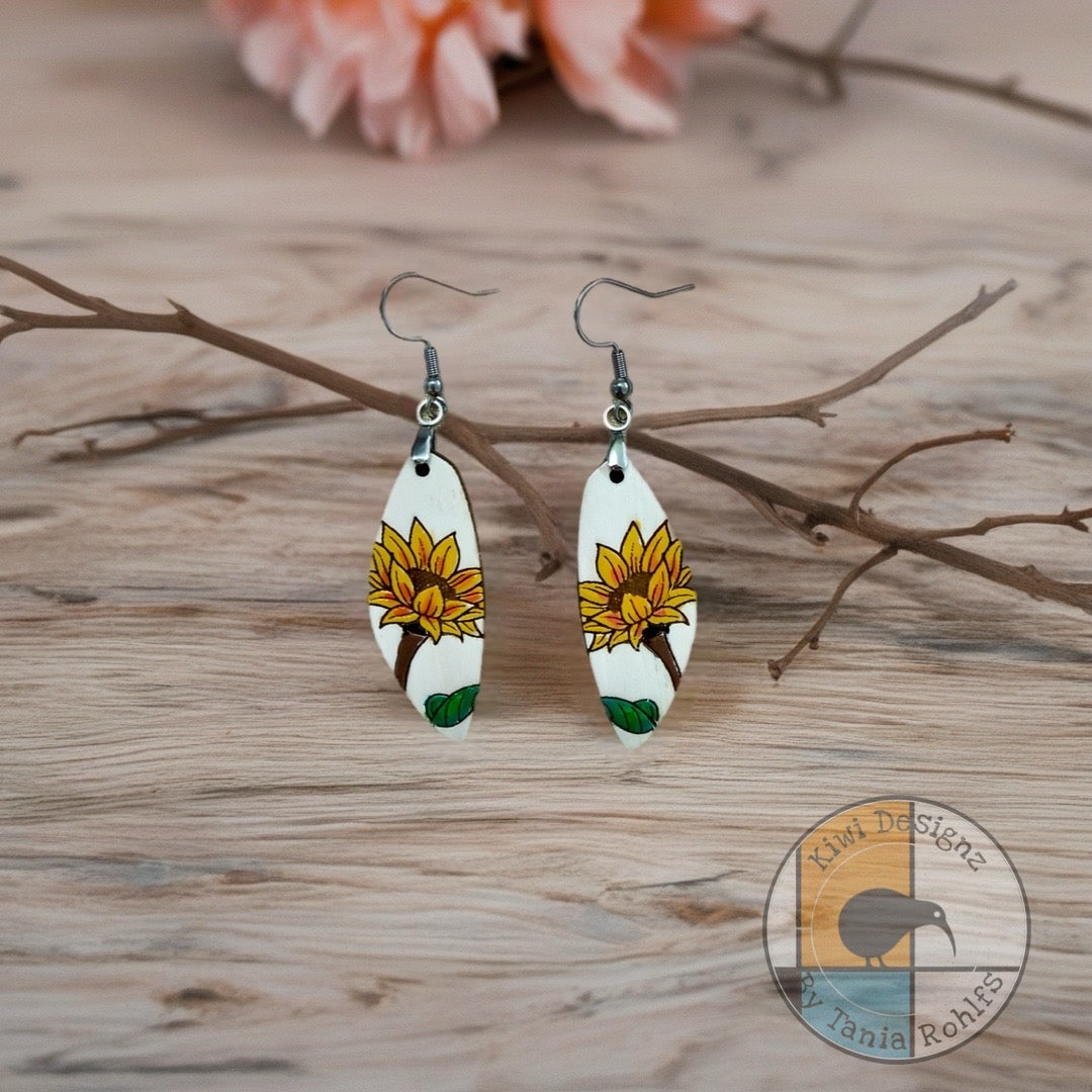 Sunflower single flower drop earrings