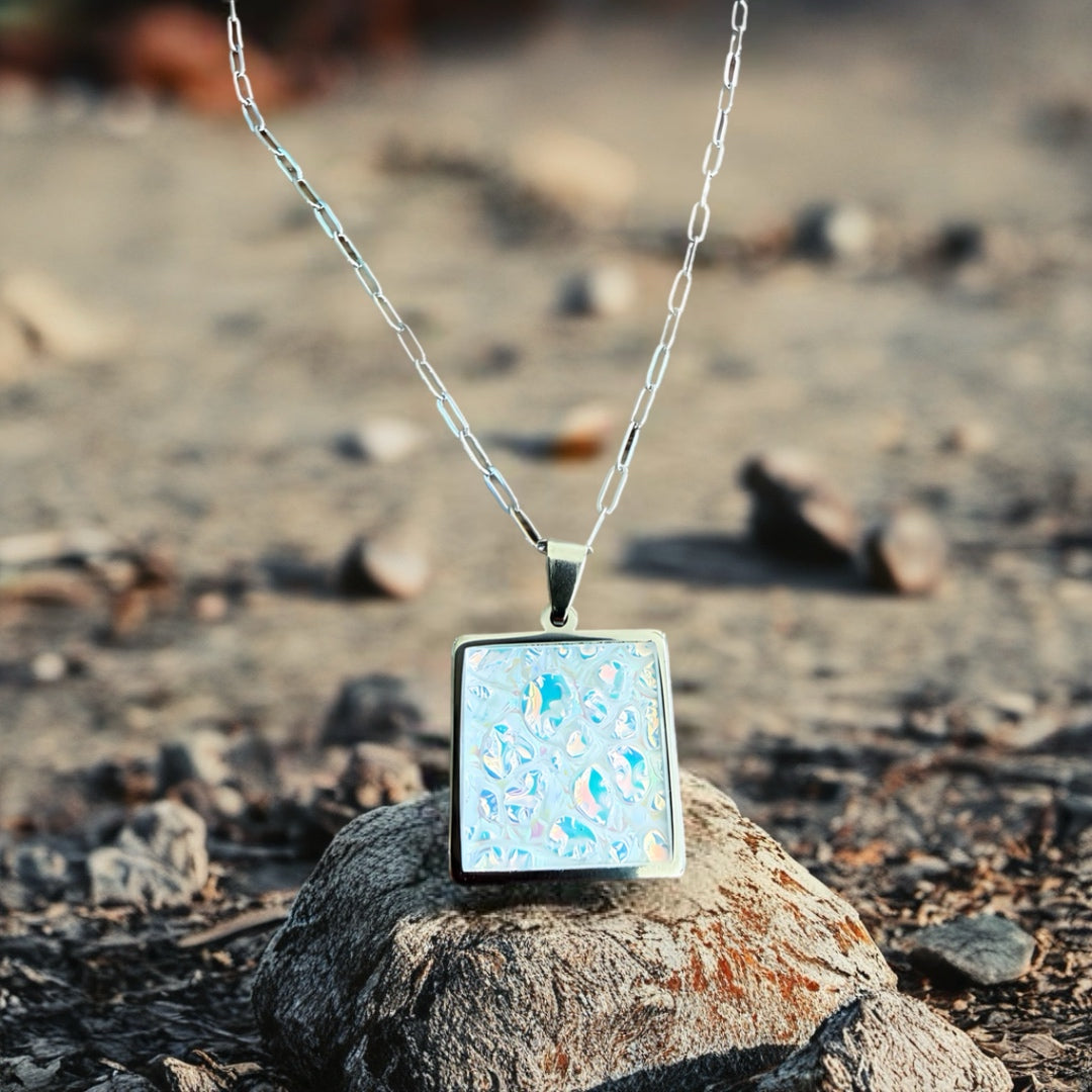 Pearly White Dragon Skin pendant necklace
