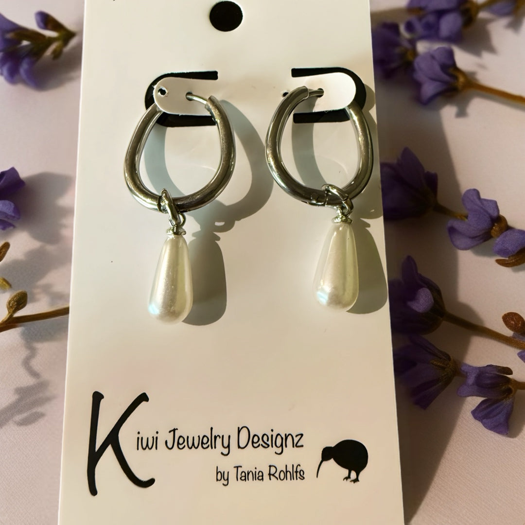 Hoop earrings with Pearl drop earrings