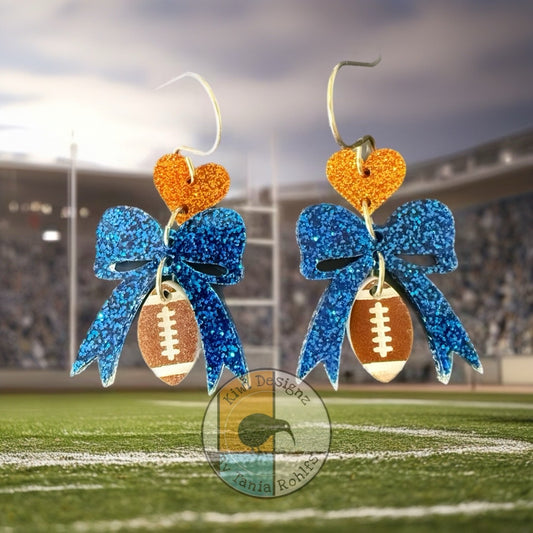 Bassett Bengals Heart - Bow Football earrings