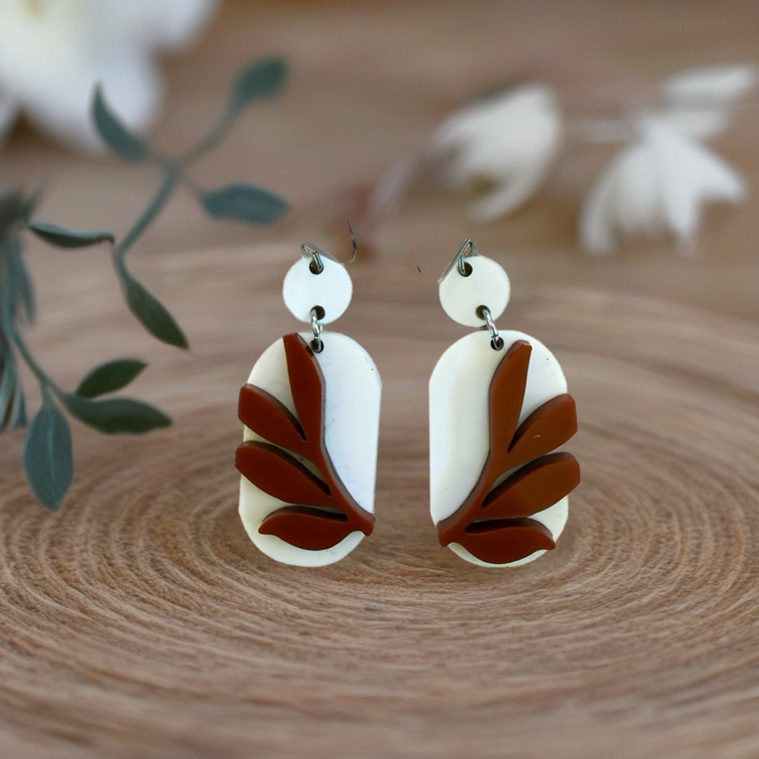 Brown Leaf dangle earrings