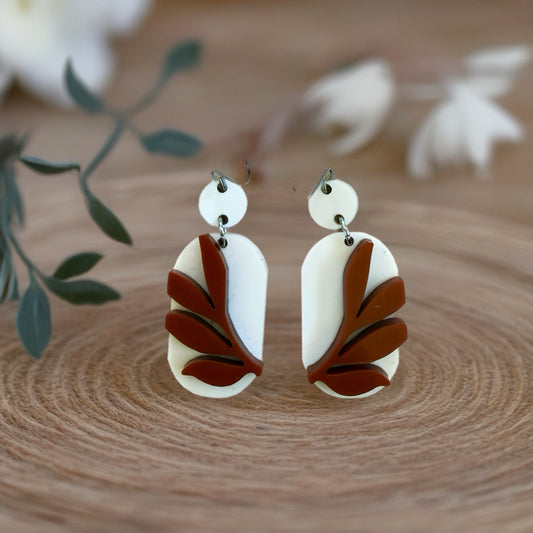Brown Leaf dangle earrings
