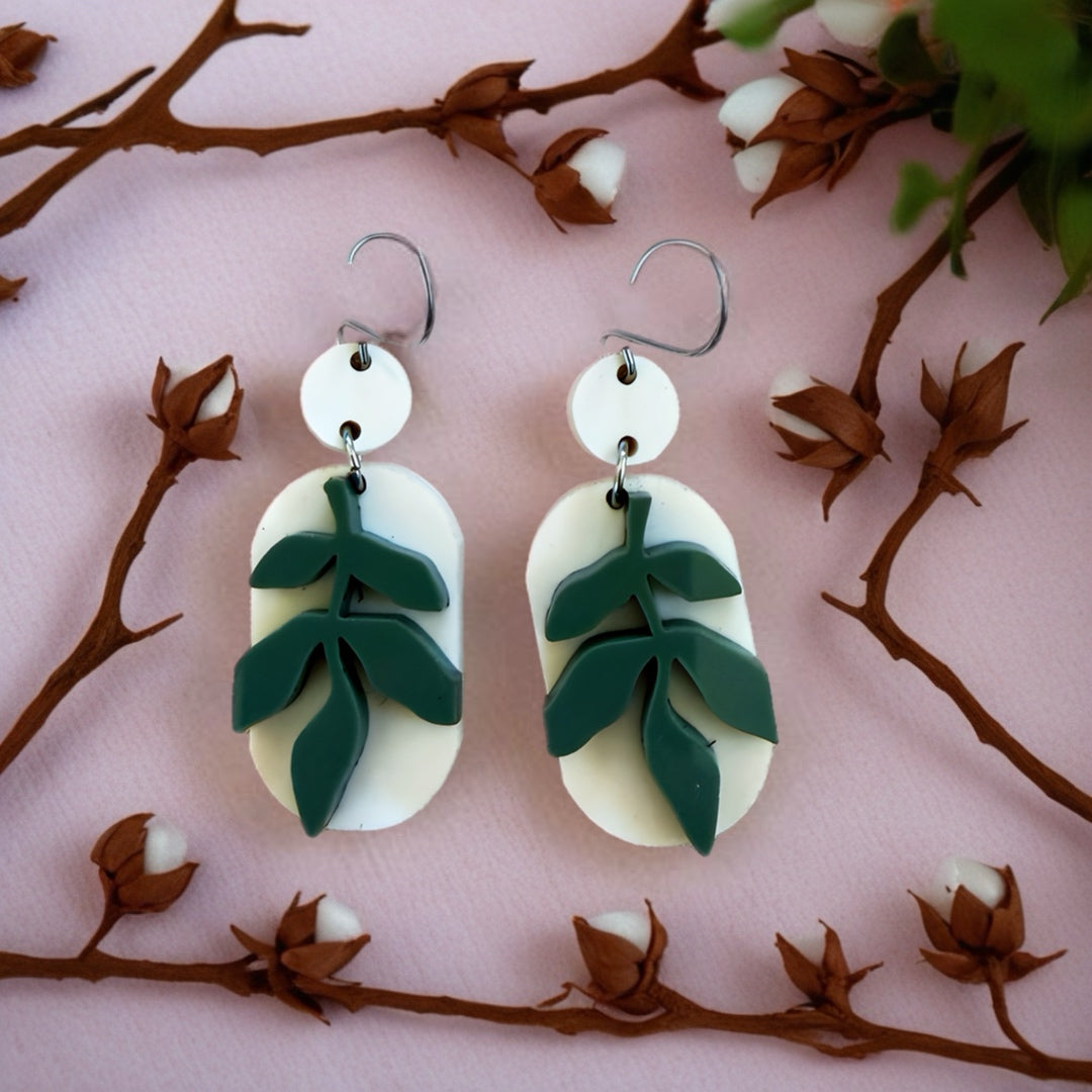 Green Leaf dangle earrings