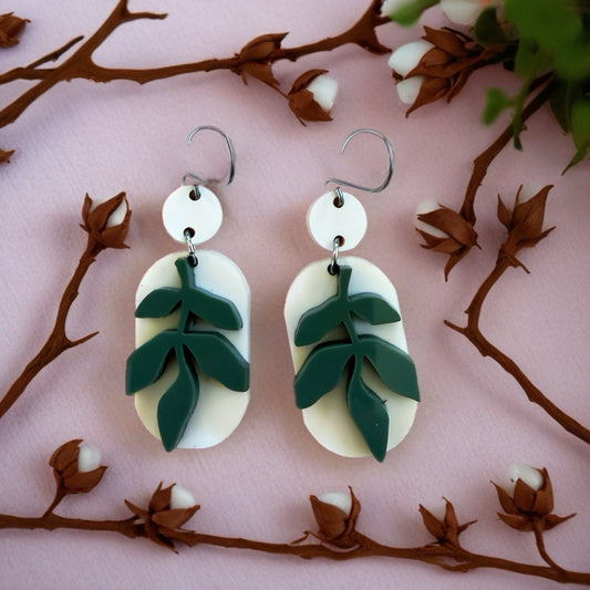 Green Leaf dangle earrings