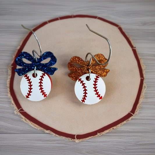 Bassett Bengals Bow Baseball earrings