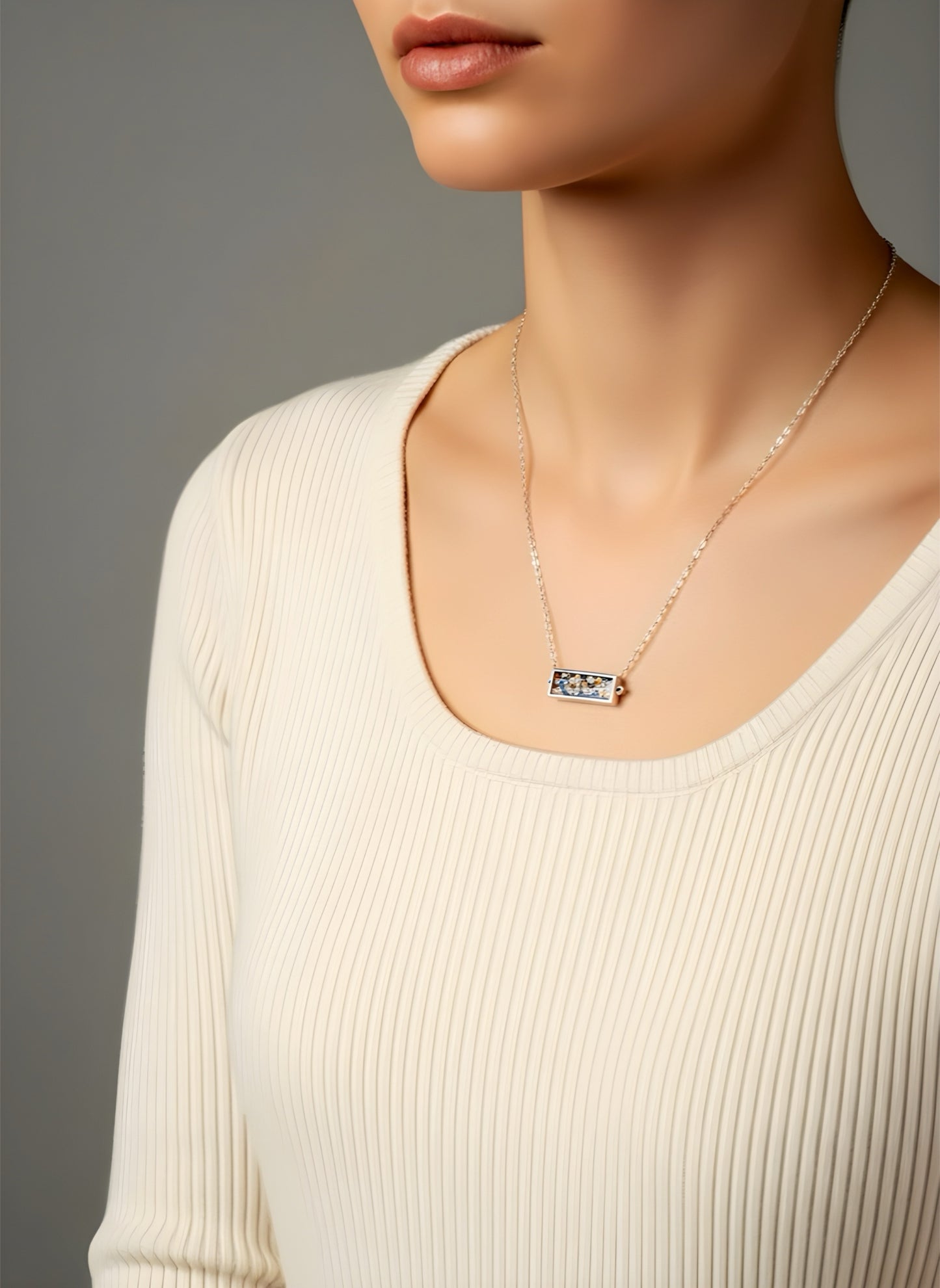 Red dragon skin rectangle pendant necklace