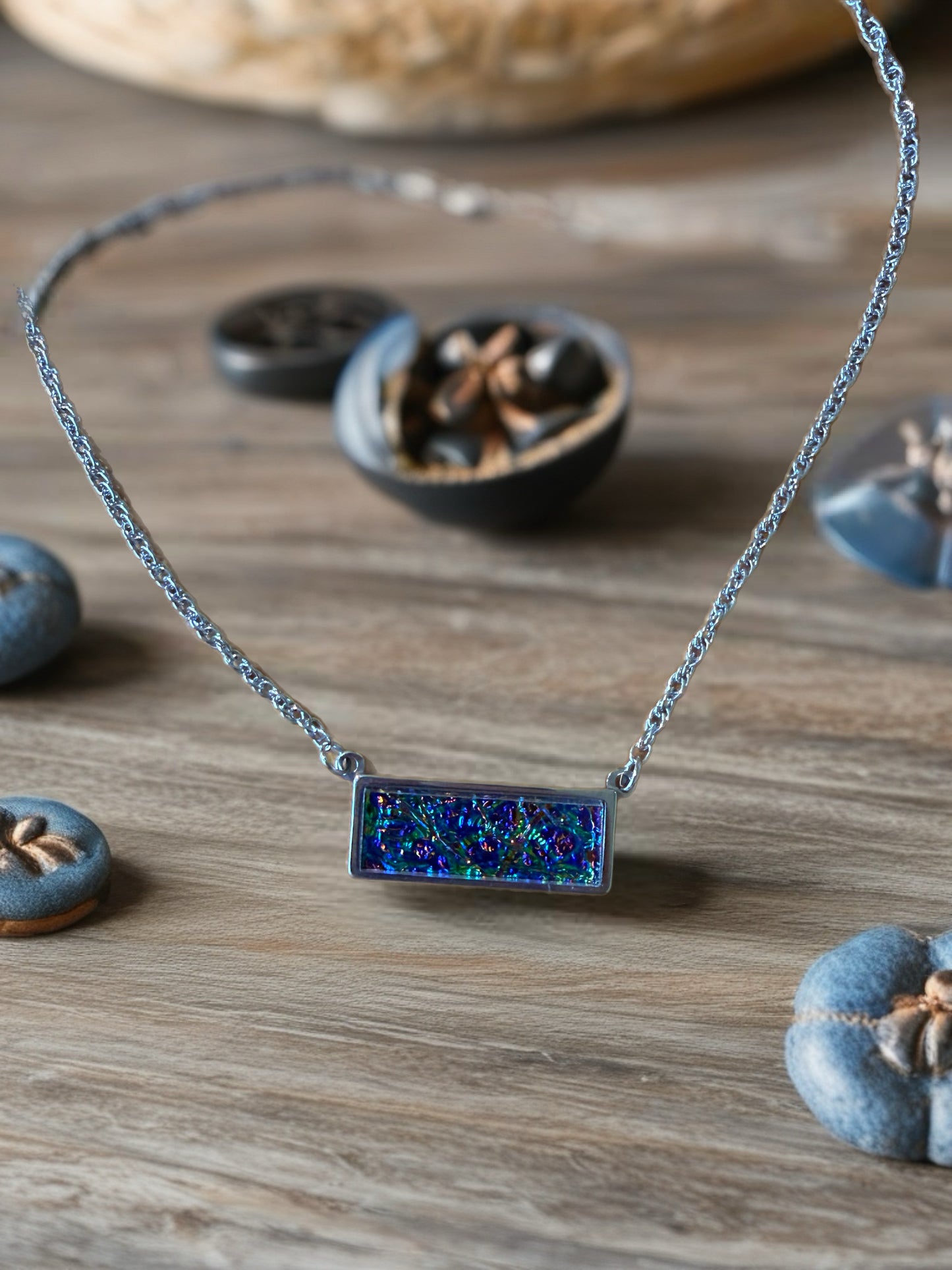 Abalone dragon skin rectangle pendant necklace