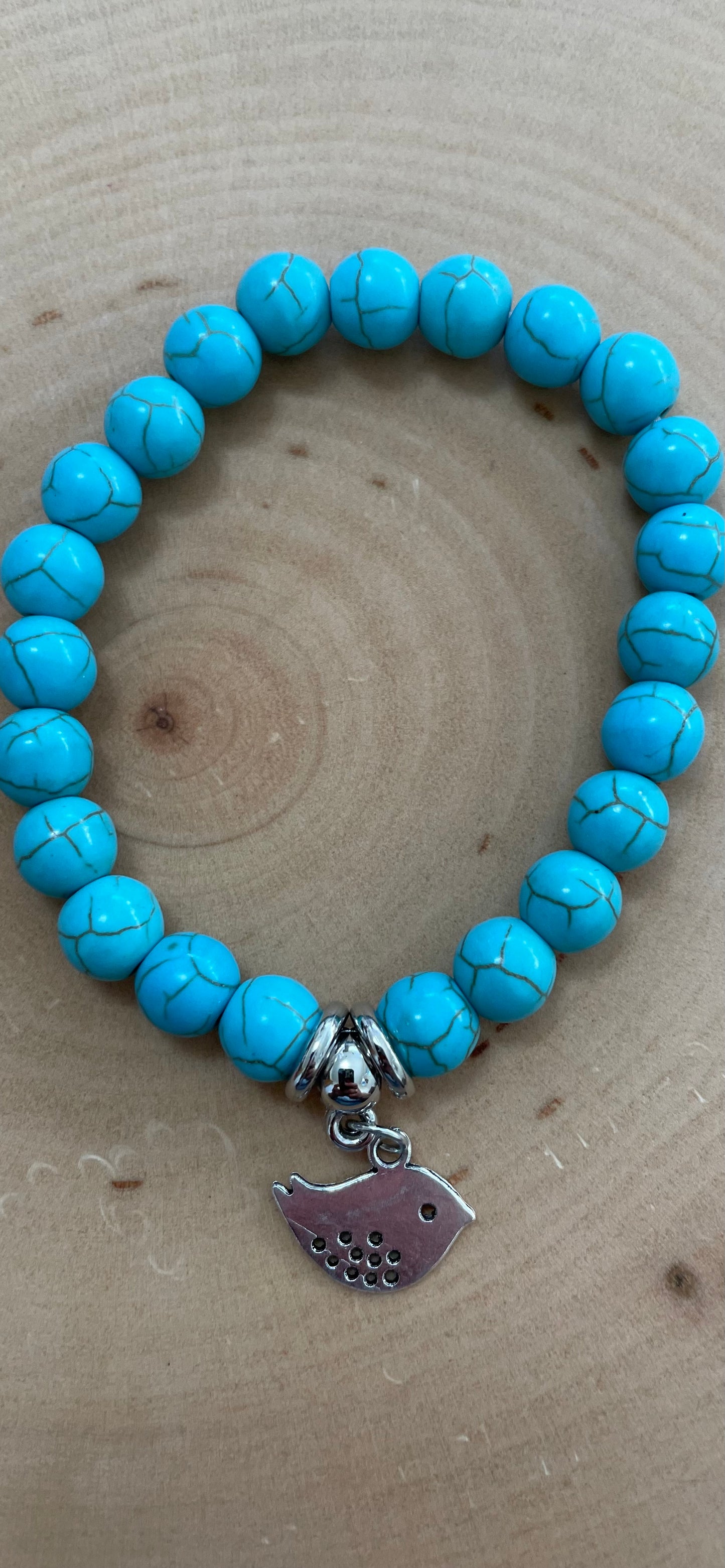 Turquoise Bead bracelet with Charm