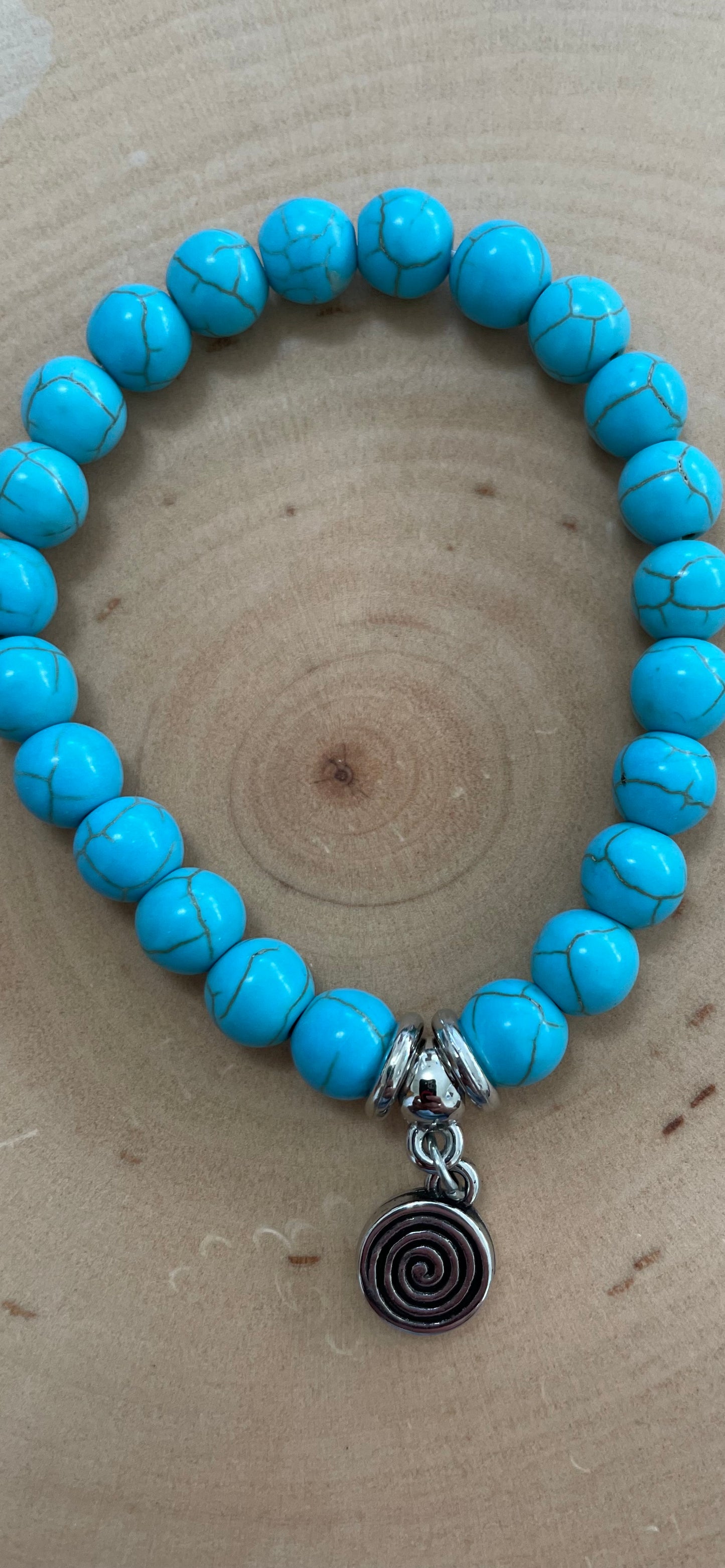 Turquoise Bead bracelet with Charm