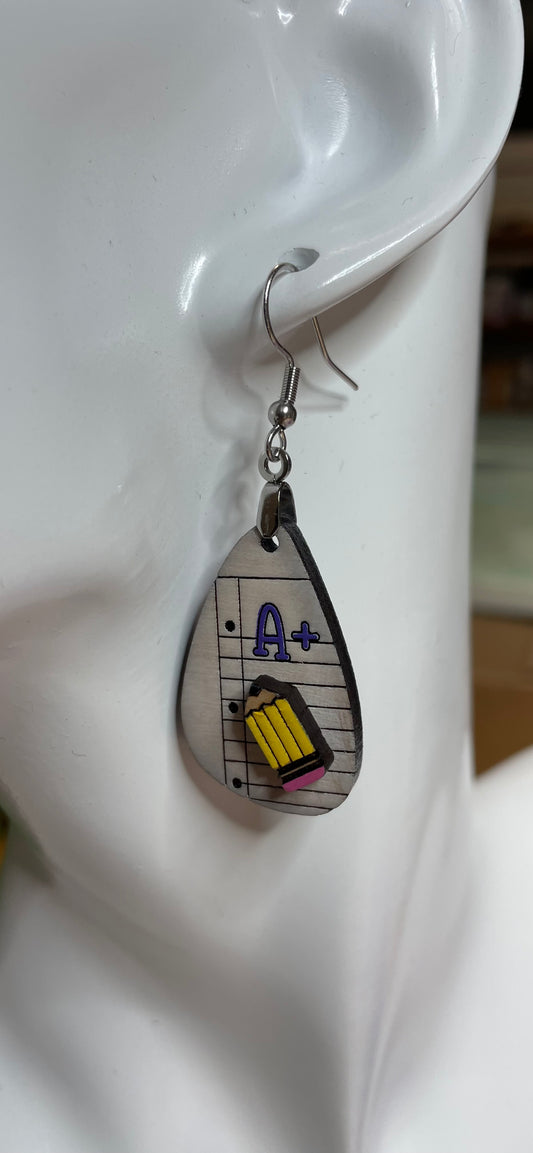 Teacher A+ tear drop earrings