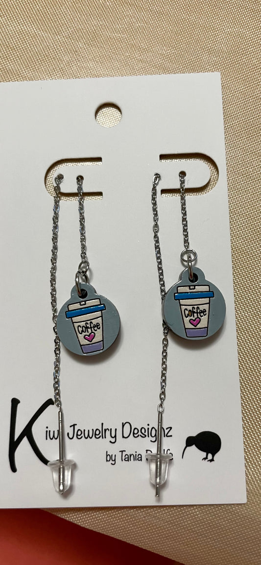 Coffee threader earrings