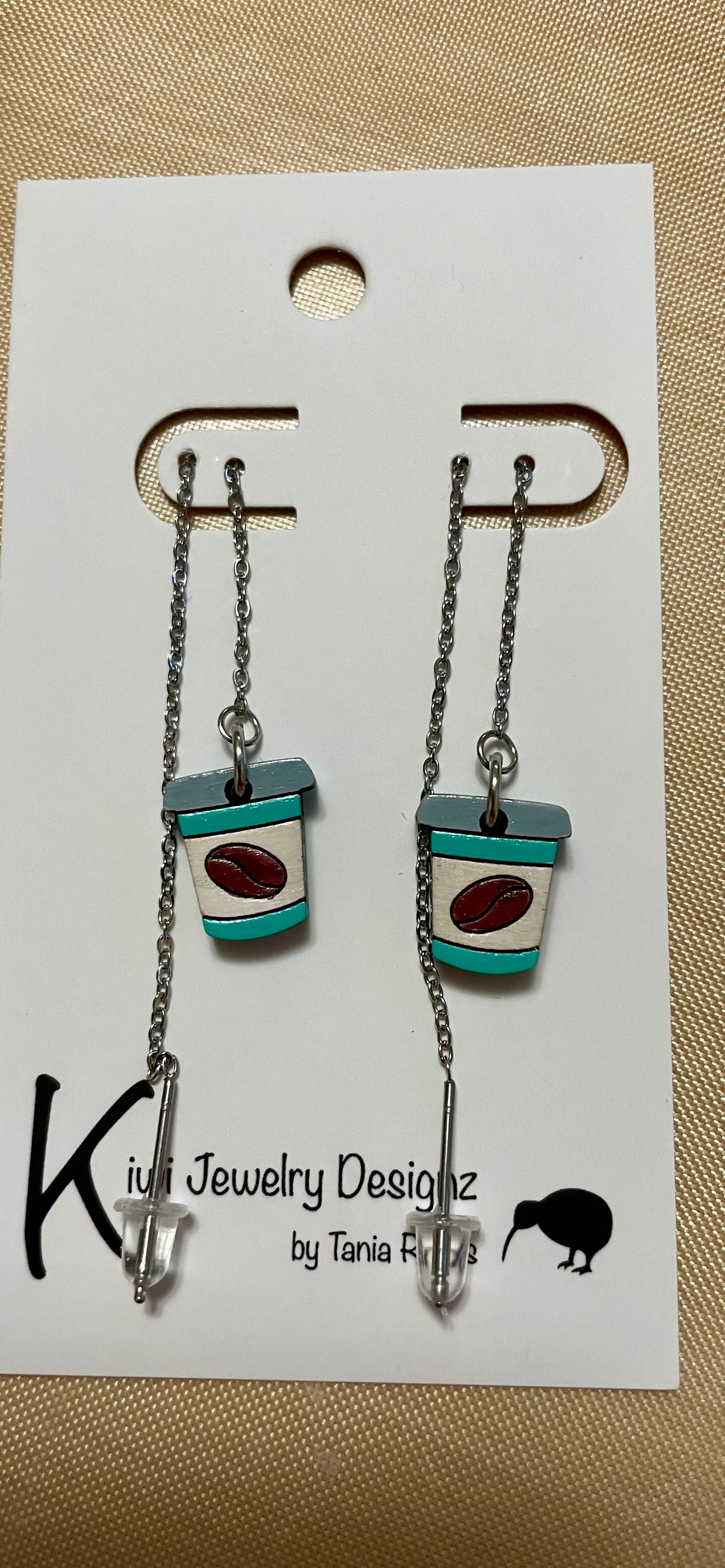 Coffee threader earrings