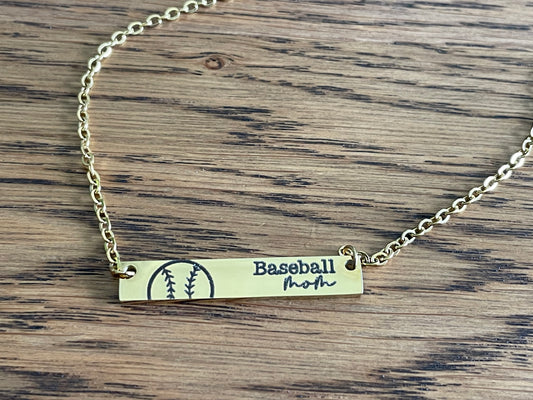 Baseball Mom bar necklace