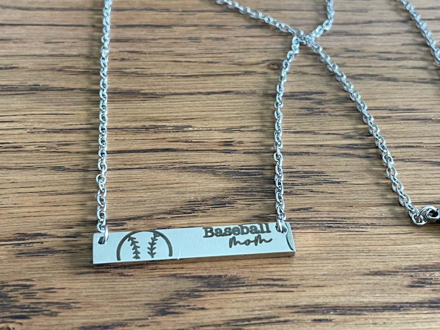 Baseball Mom bar necklace