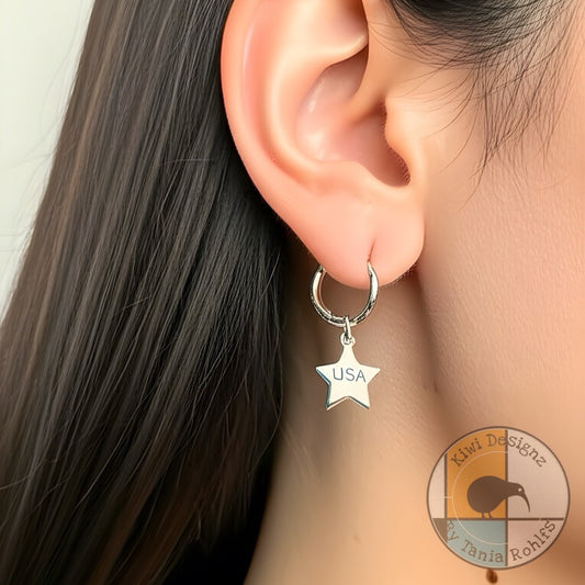 Stainless Steel USA Star earrings