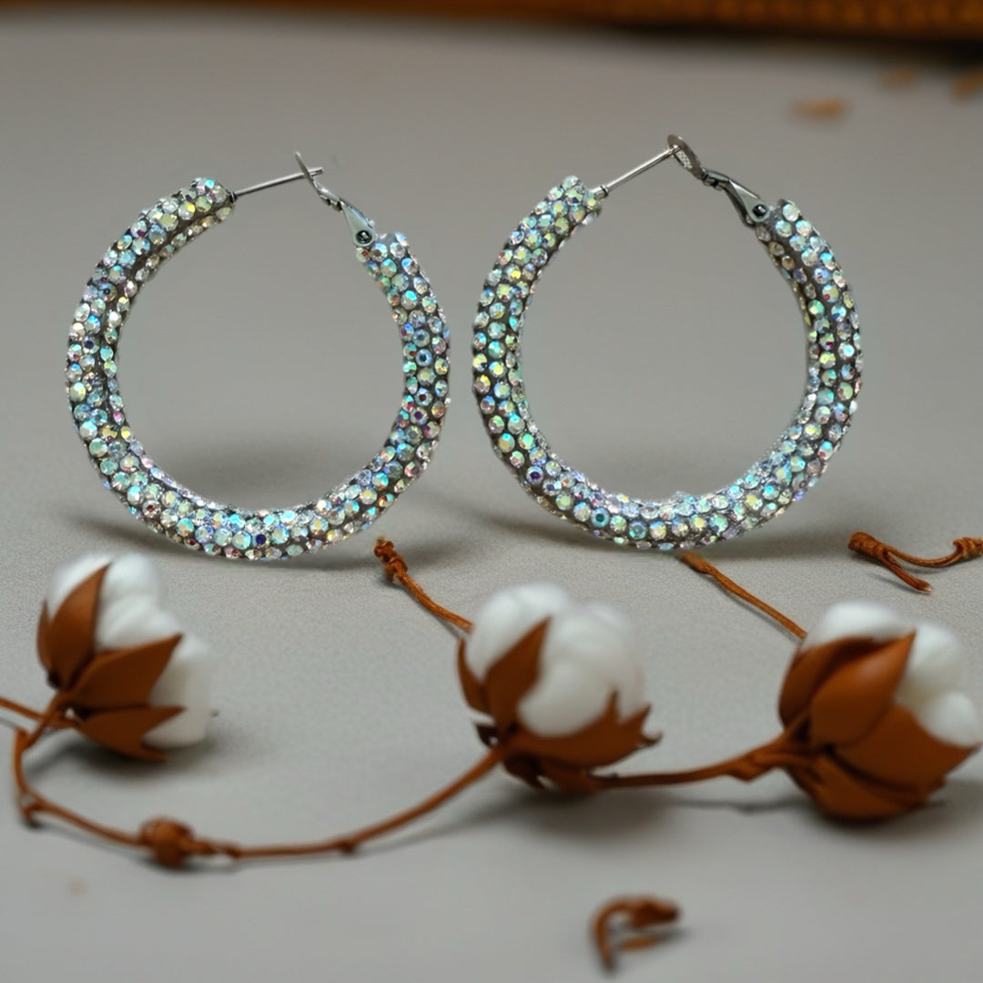 40mm Irredescent Sparkly hoop earrings
