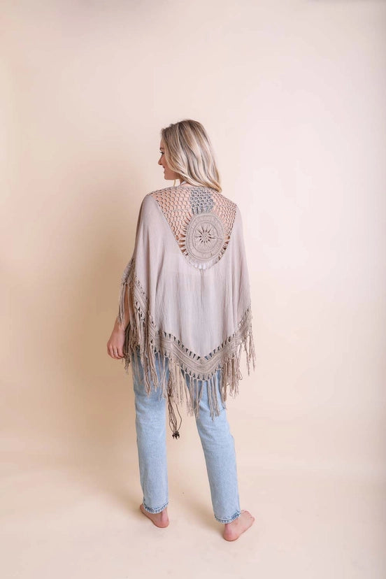 Medallion Crochet Tassel Kimono