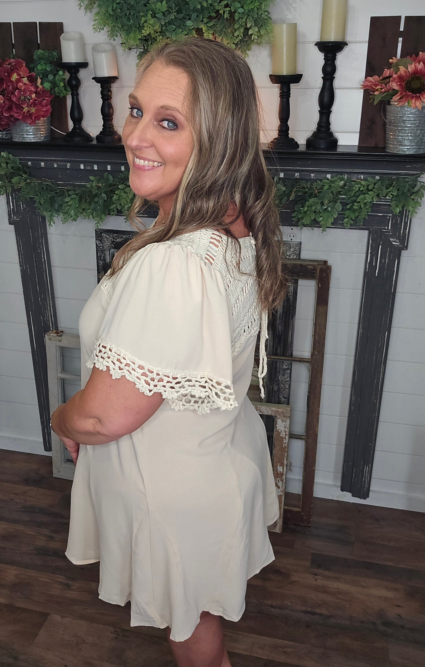 Boho Crochet Accent Dress