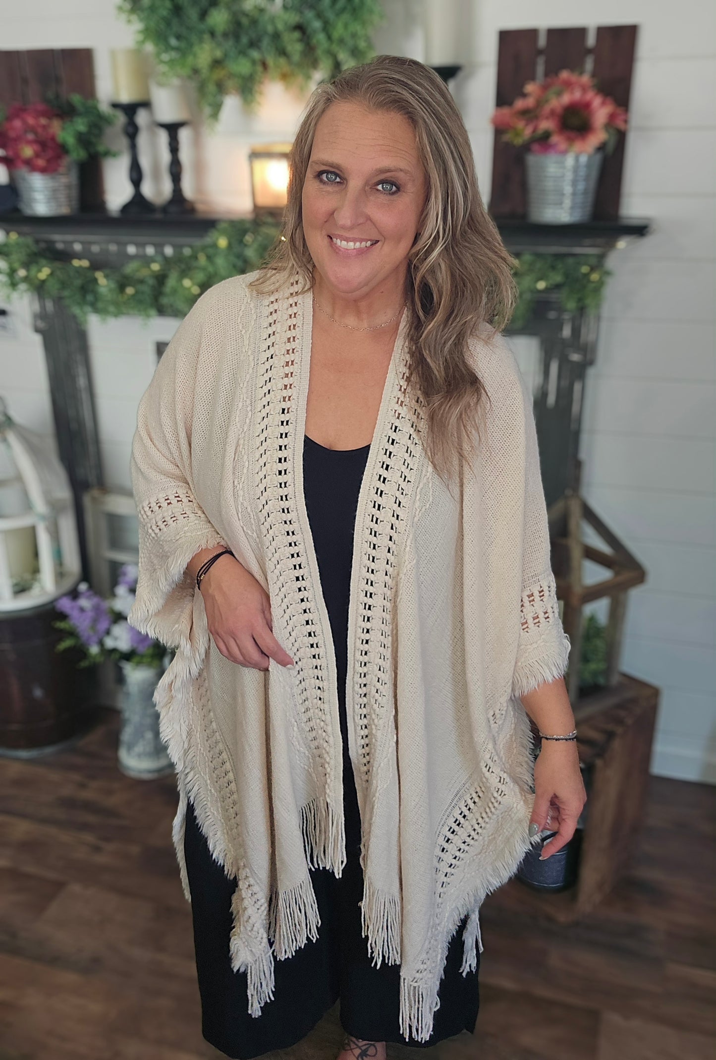 Boho Frayed Border Kimono 2