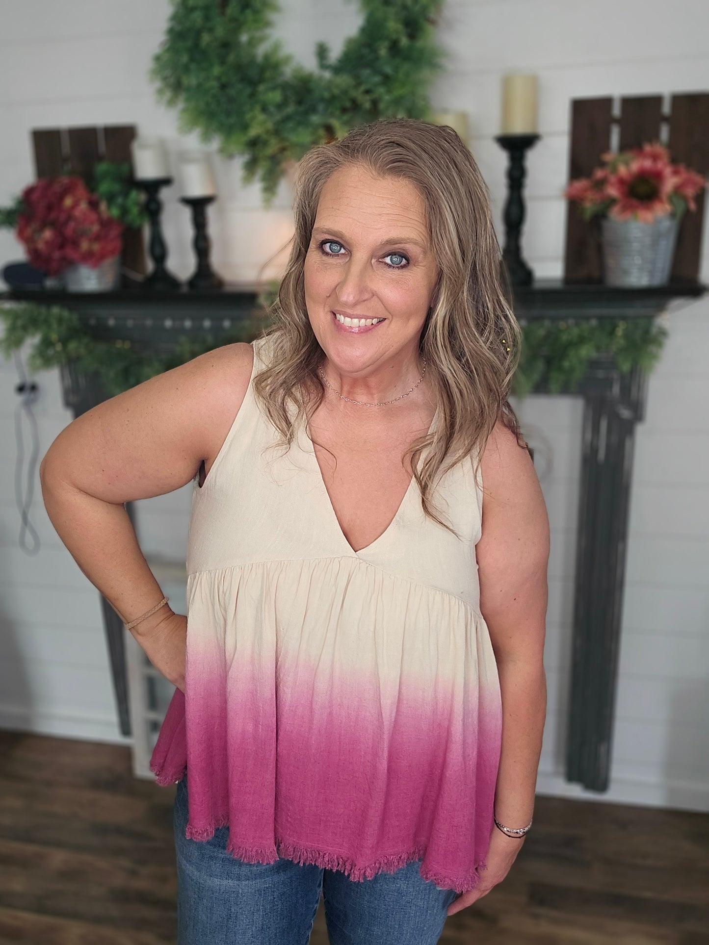 Ombré Tie Back Tank Top