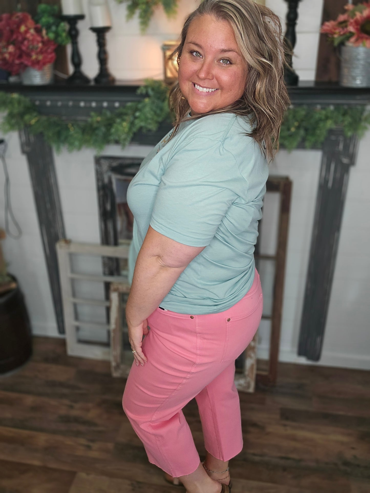 Judy Blue HW Tummy Control Crop (Pink)