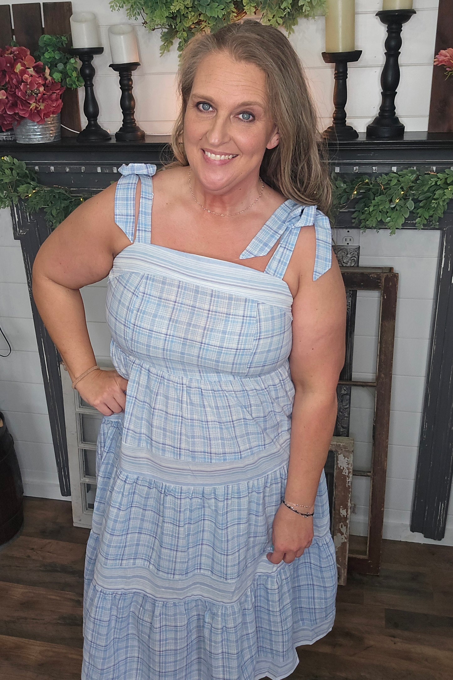 Tie Shoulder Tiered Summer Dress