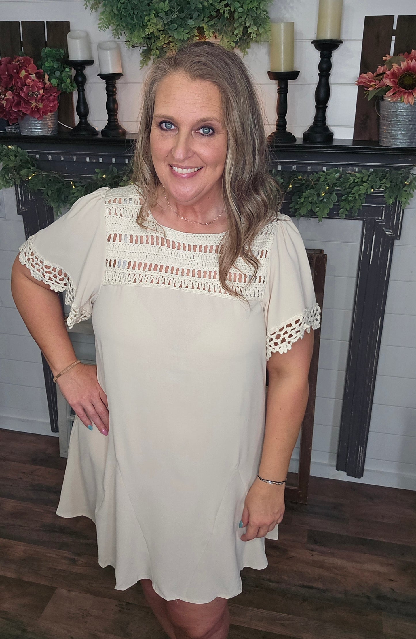 Boho Crochet Accent Dress