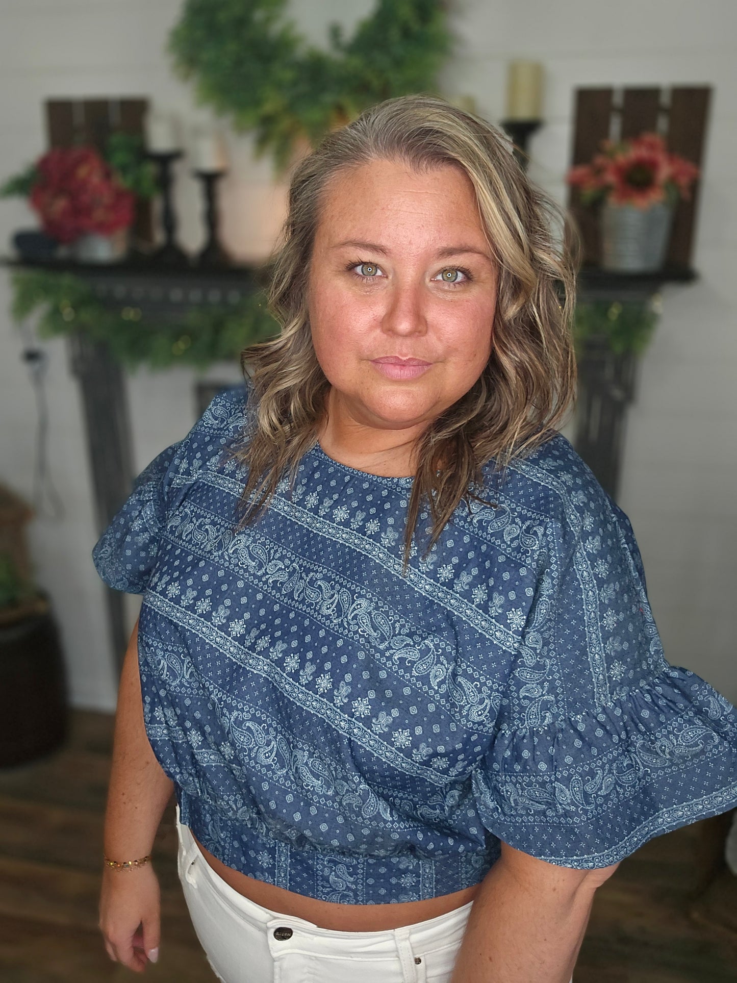 Emily Jane Chambray Crop Top