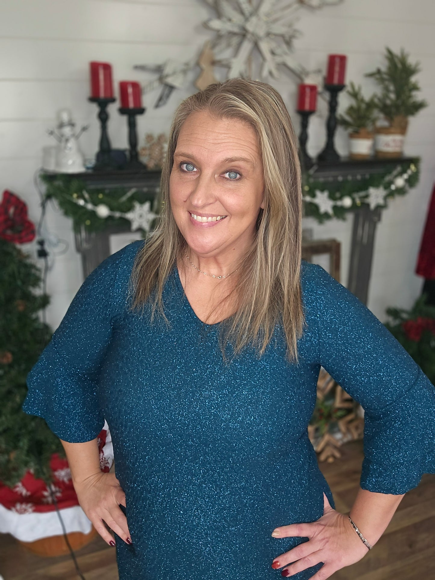 Glitter Bell Sleeved Dress