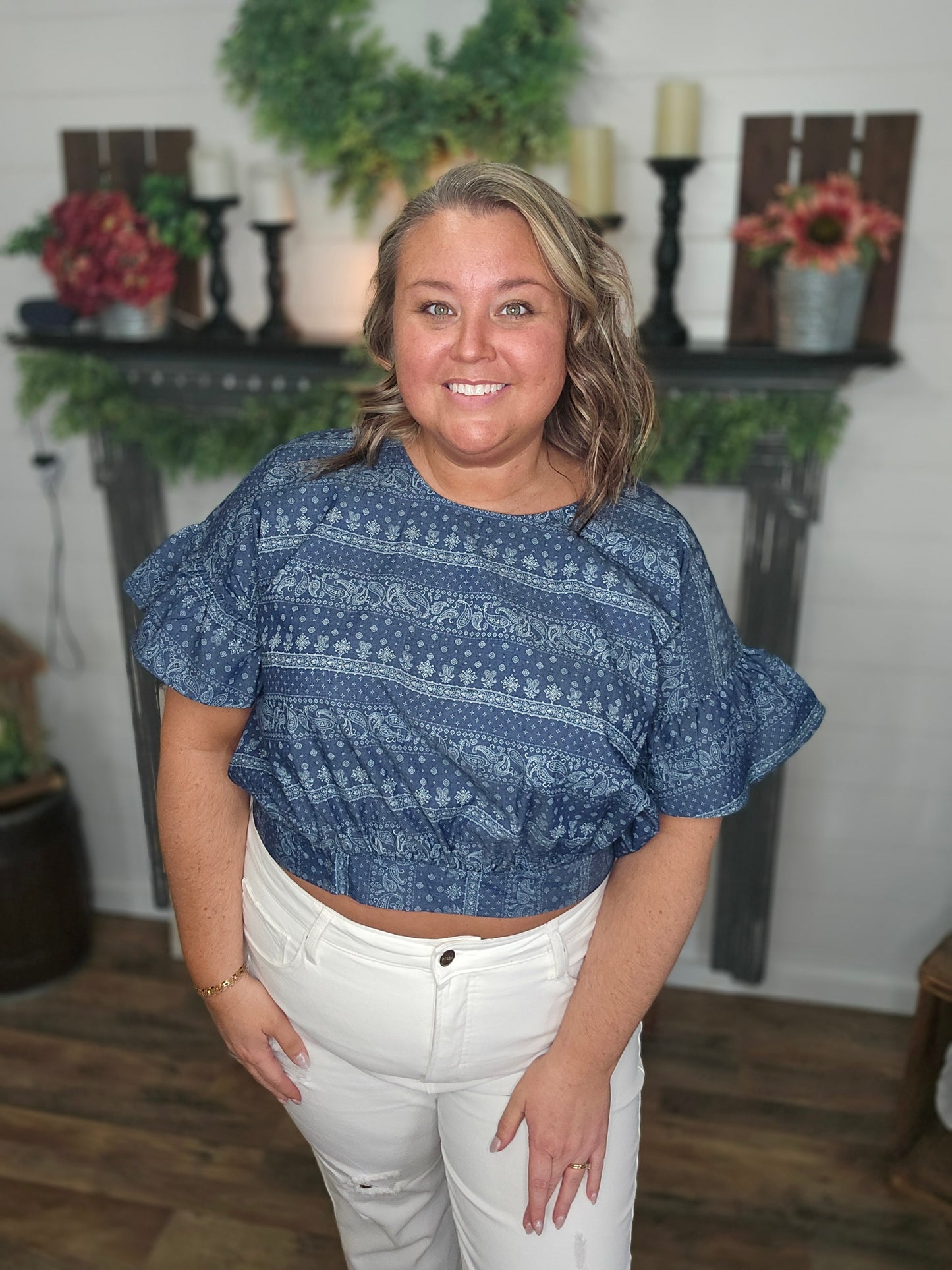 Emily Jane Chambray Crop Top