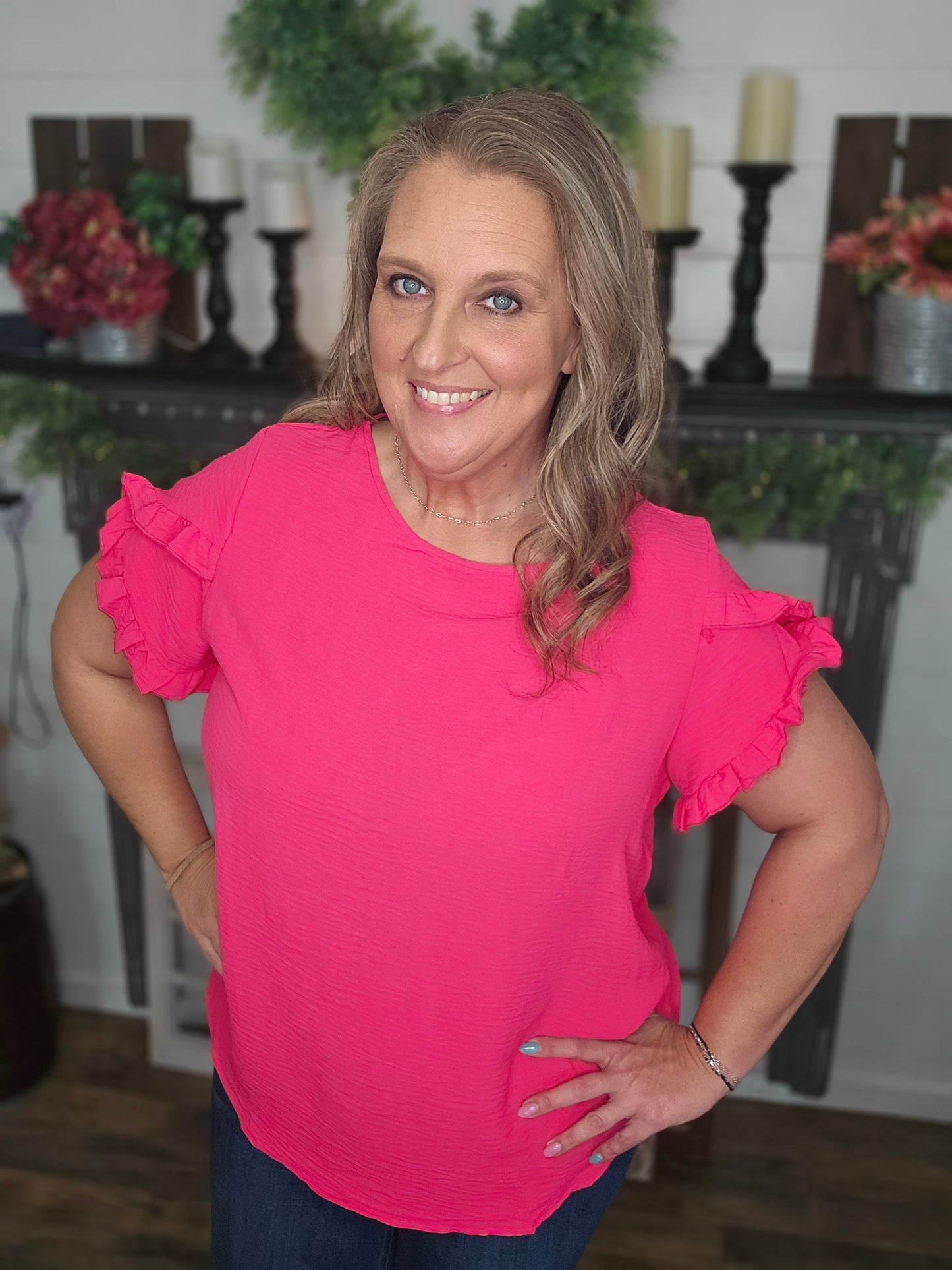 Rosie Ruffled Short Sleeve Blouse