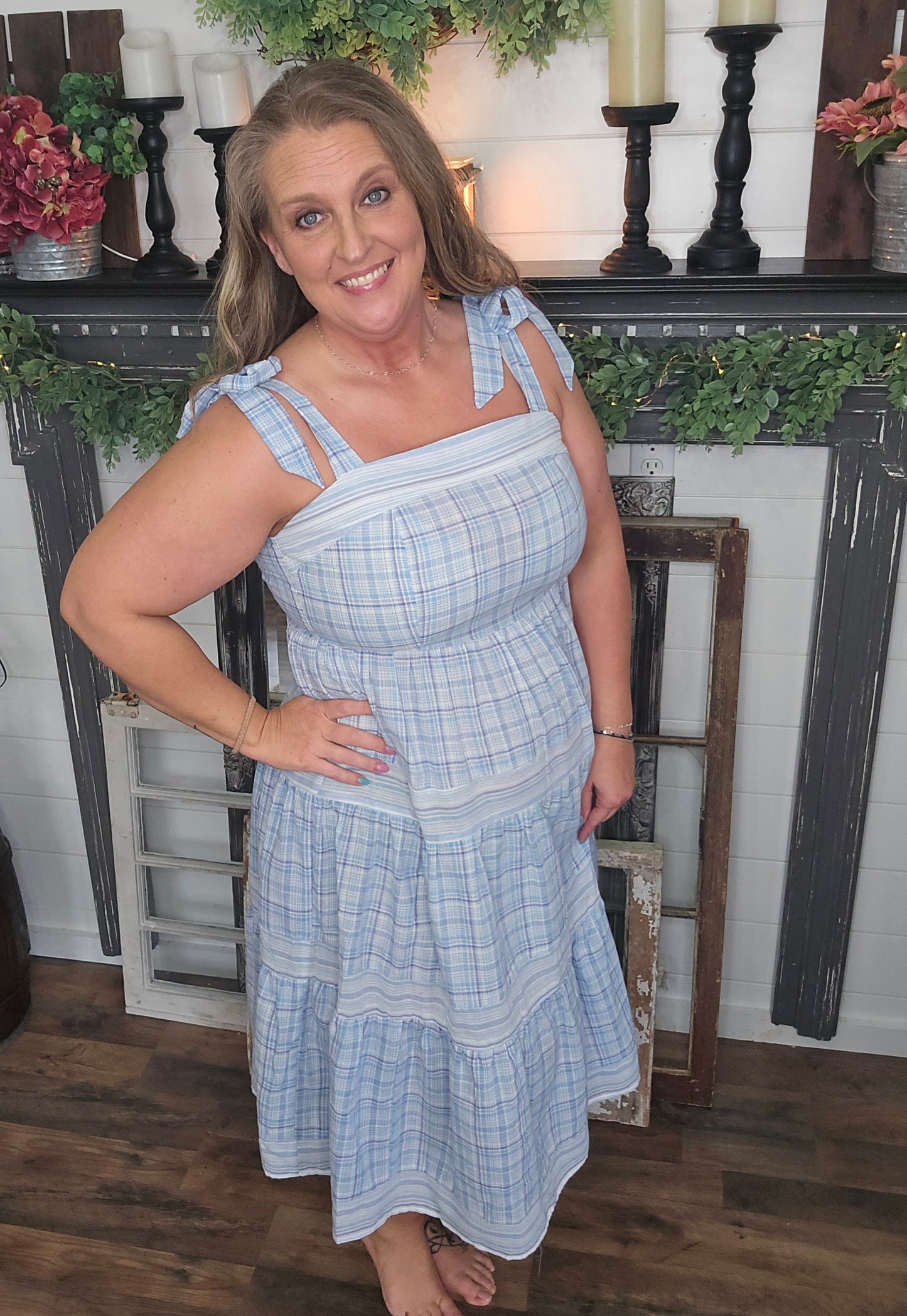 Tie Shoulder Tiered Summer Dress