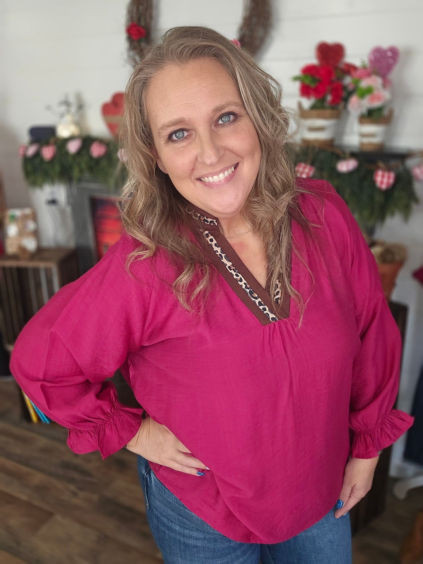 Love It Leopard Trim Top