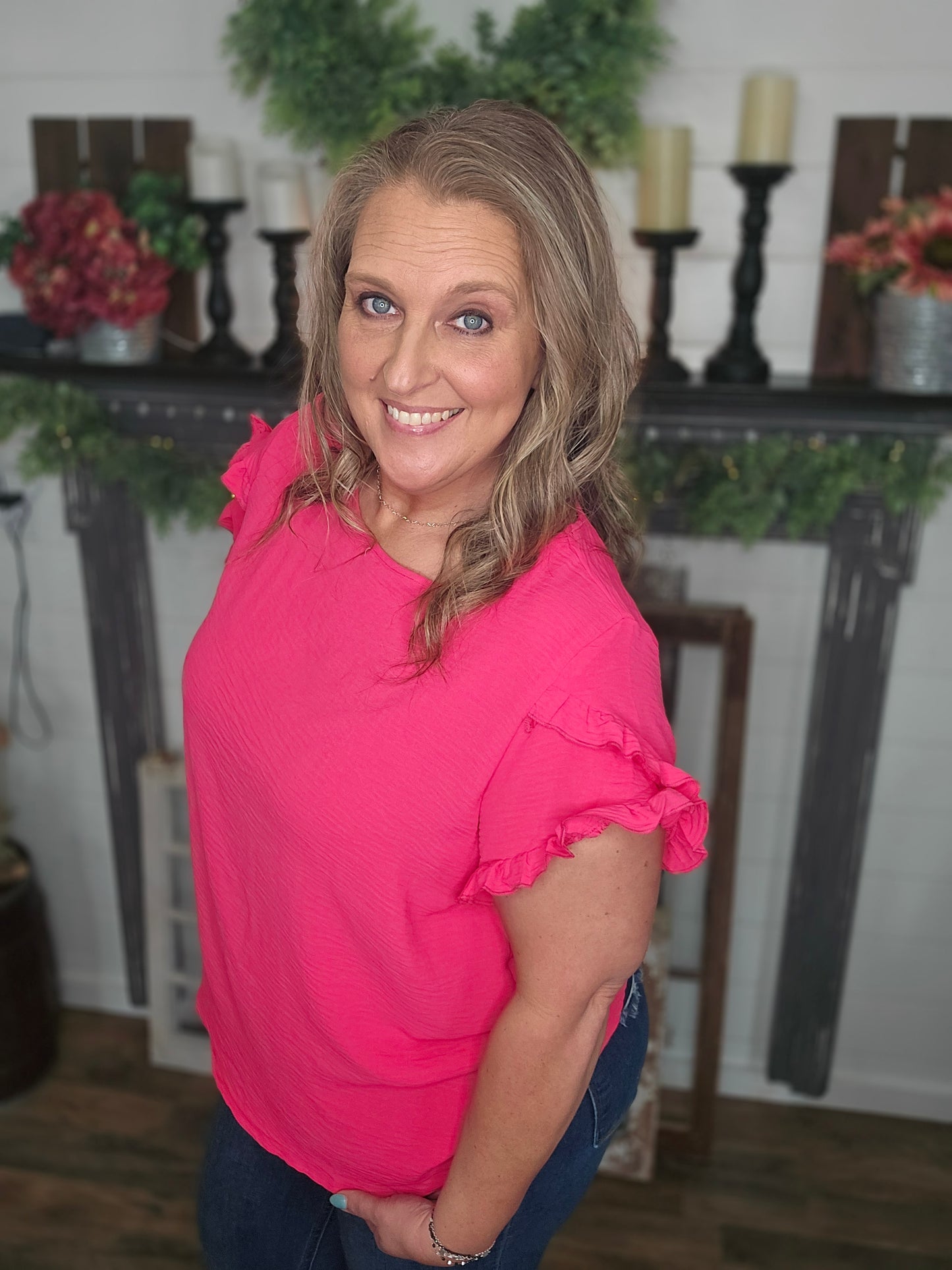 Rosie Ruffled Short Sleeve Blouse