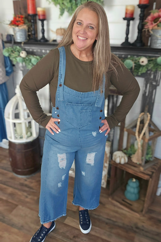 Vintage Denim Wide Leg Jumpsuit