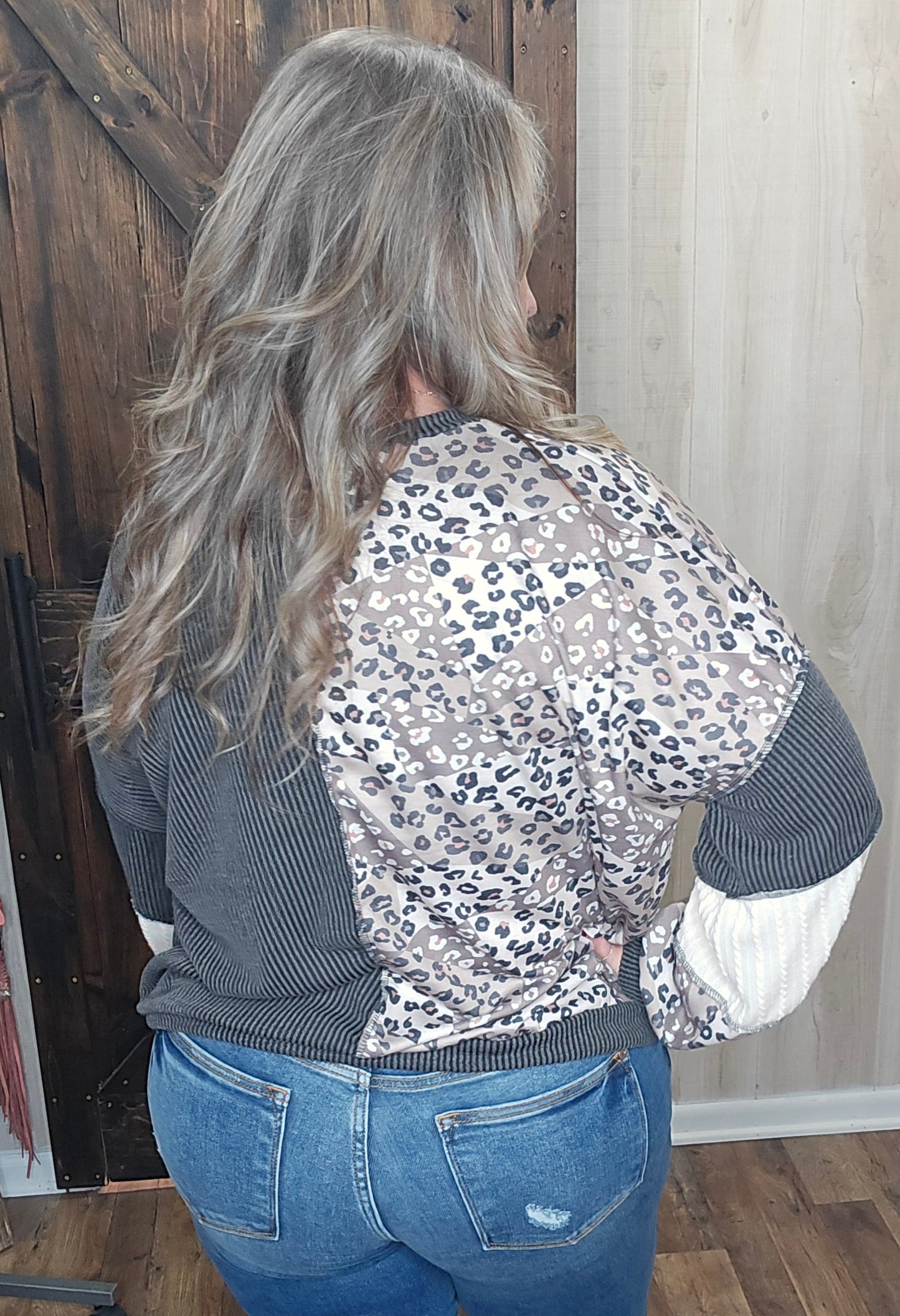 Rumi Ribbed Leopard knit Top