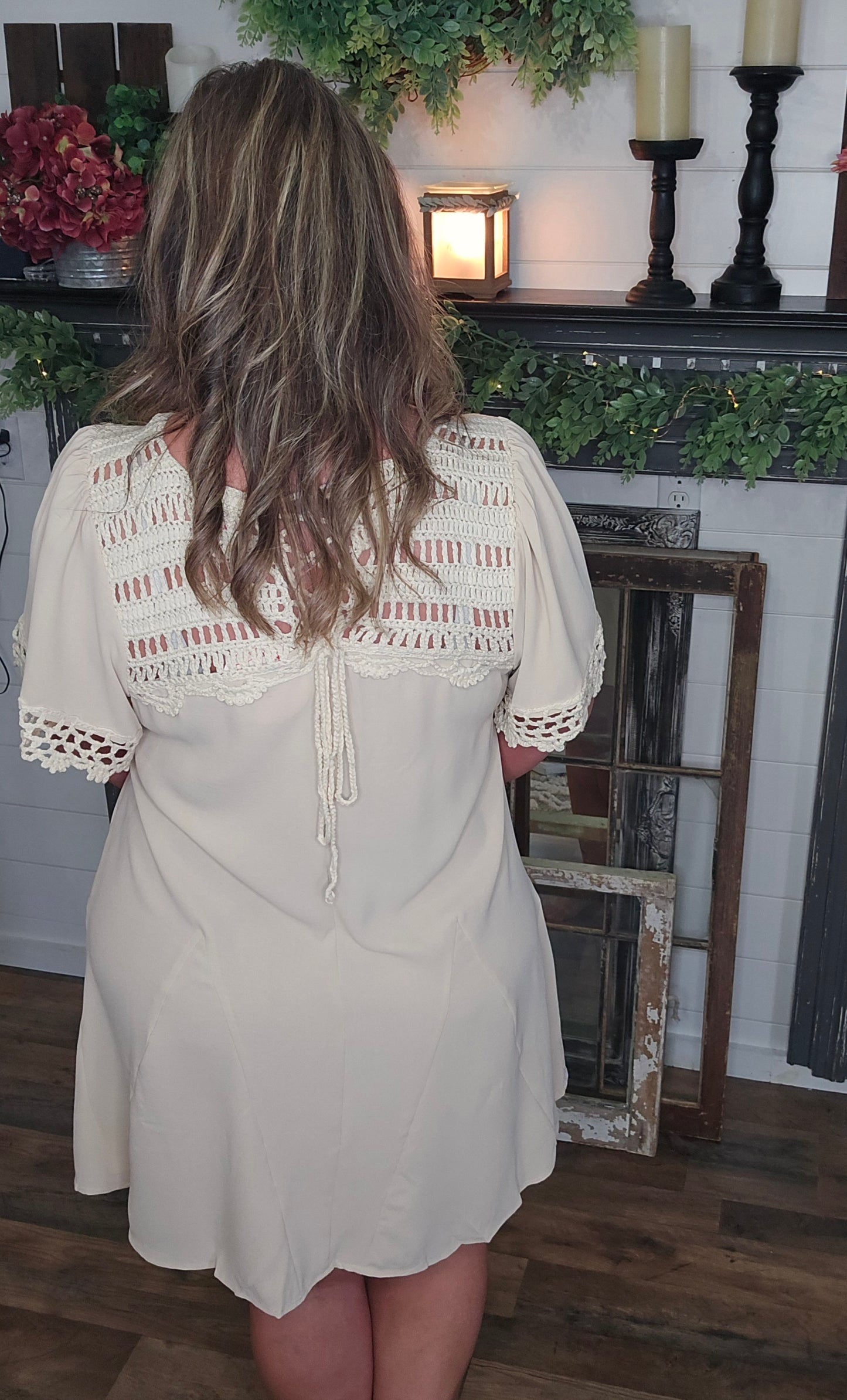 Boho Crochet Accent Dress