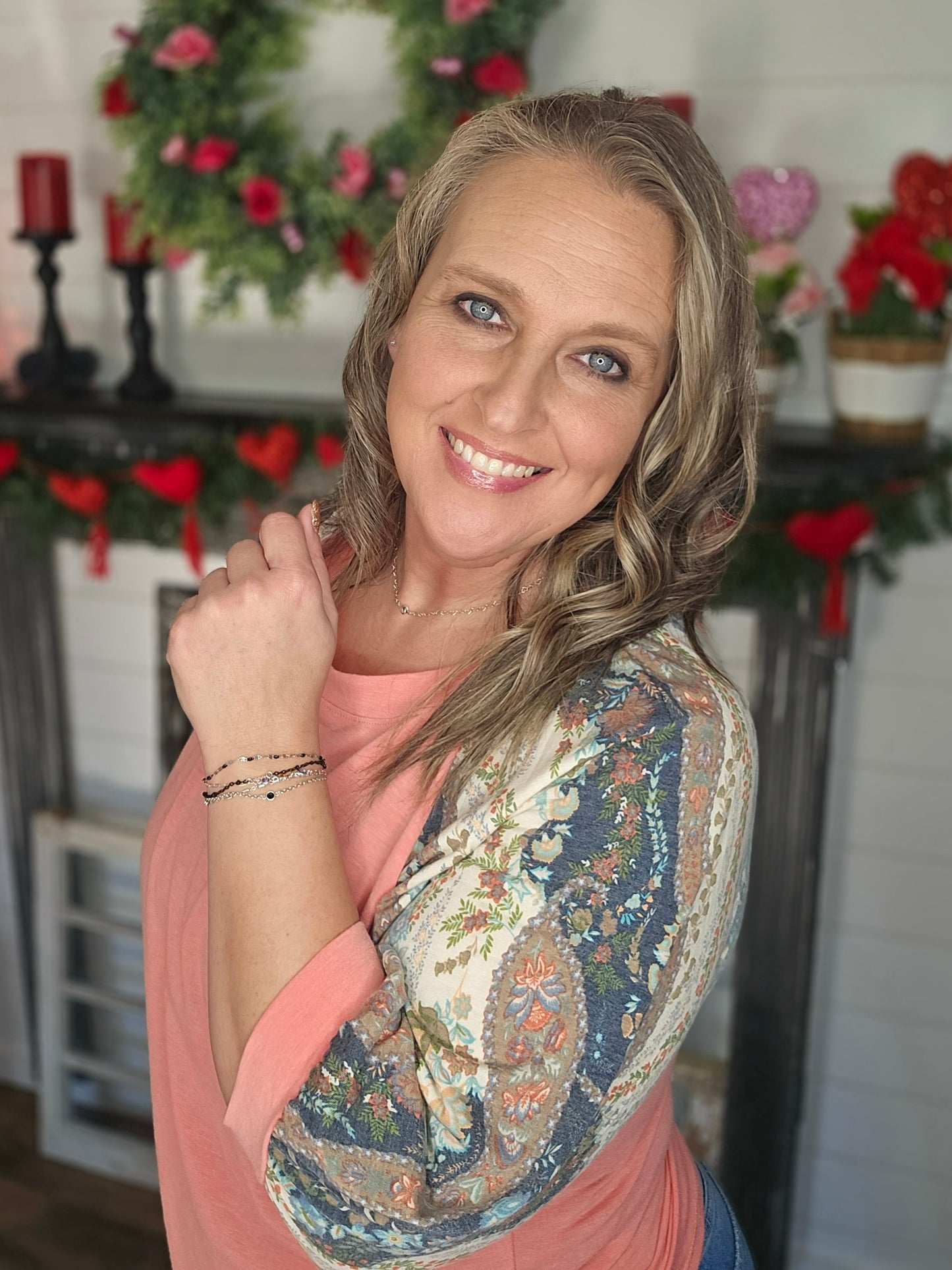 Carolyn Coral Puff Sleeve Top