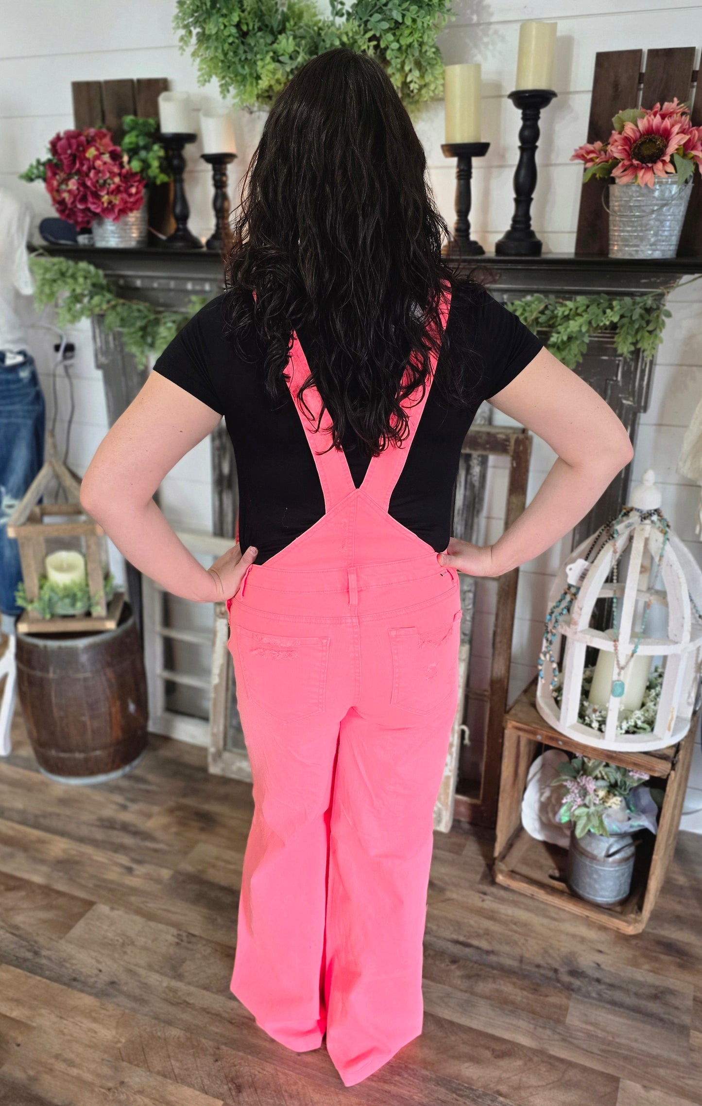 Risen Coral Wide Leg Overalls