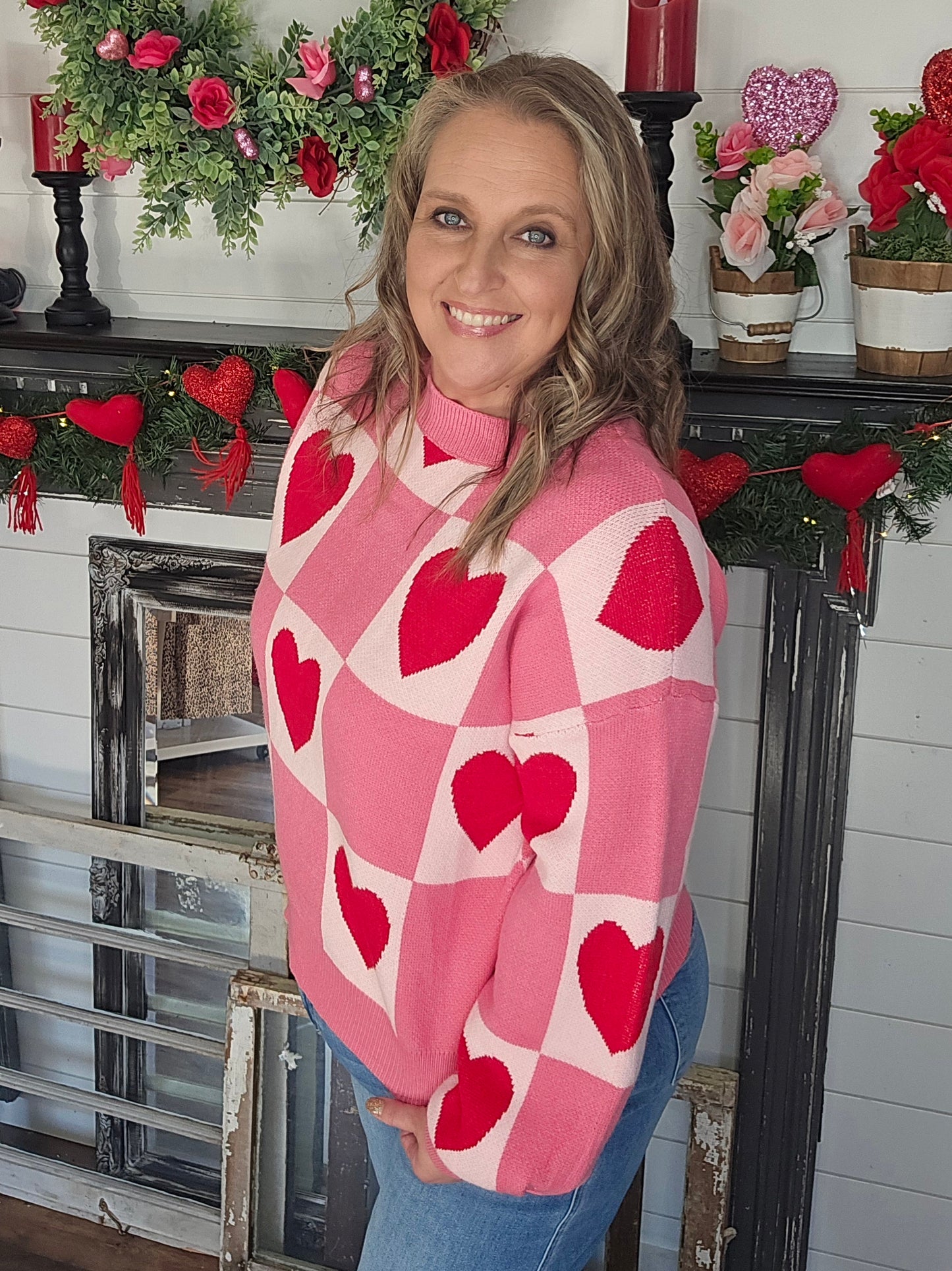 Happy Hearts Pink Sweater