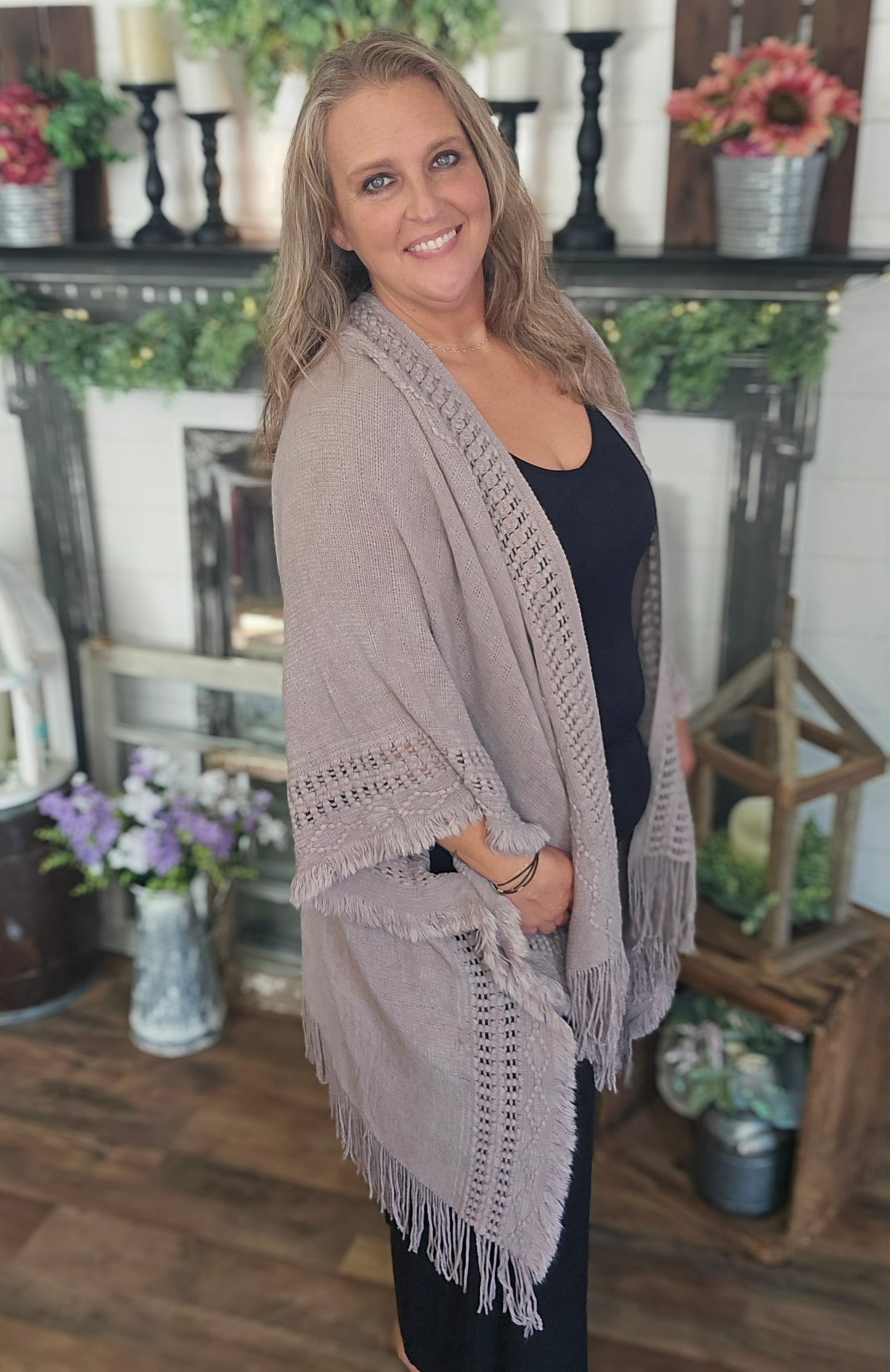 Boho Frayed Border Kimono 2
