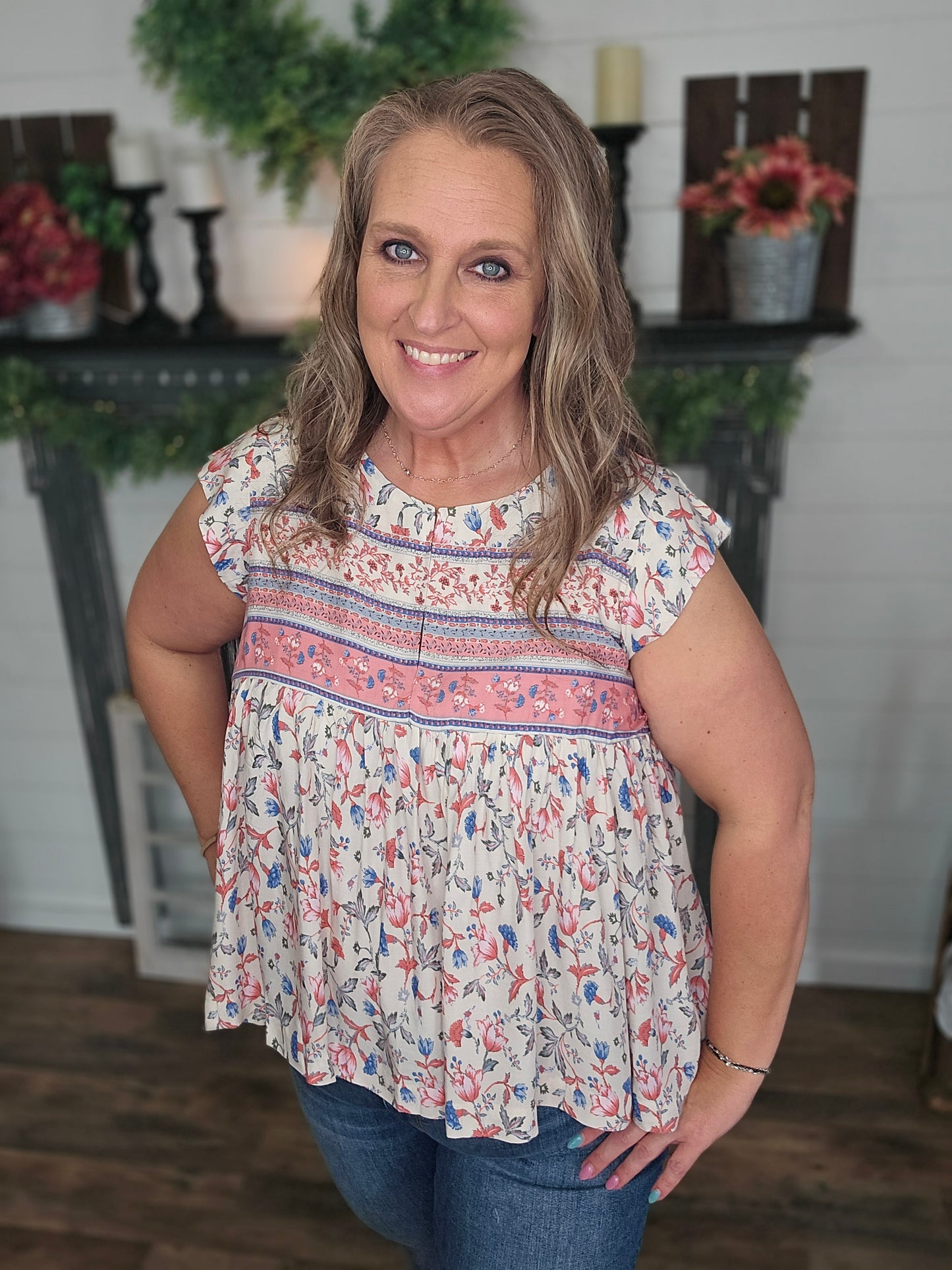 Summer Floral Babydoll Top