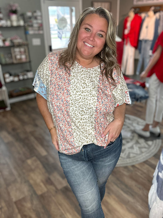 Boho Floral Print Blouse